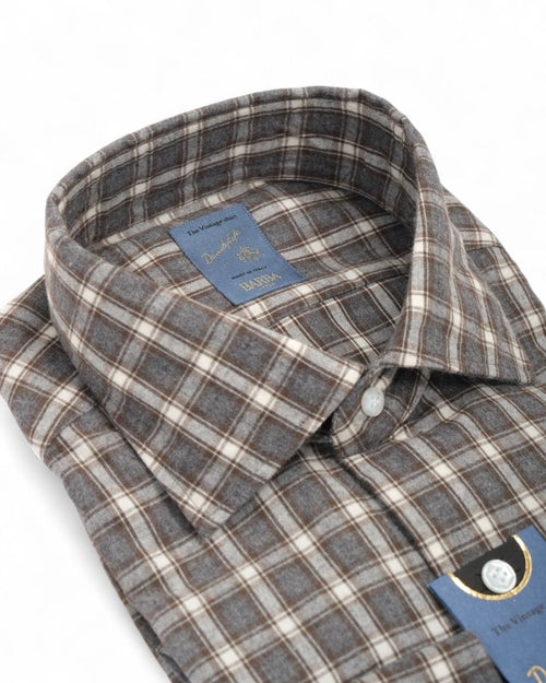 Dark Grey/White Checked Flannel Shirt