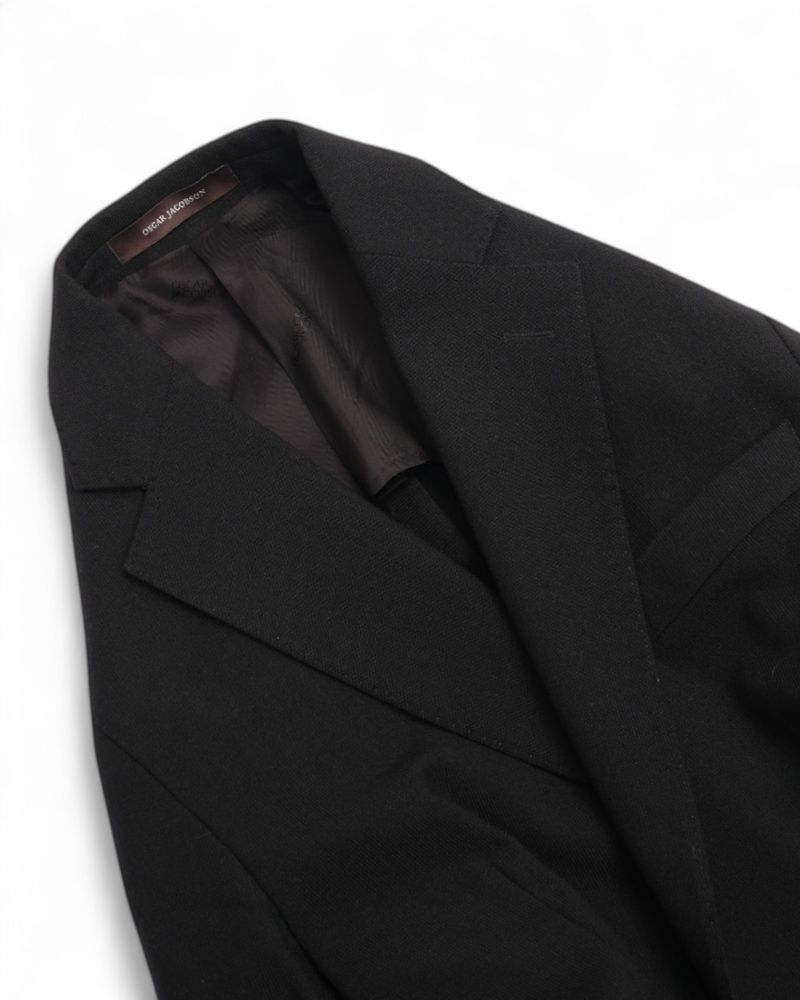 Black Unconstructed Hopsack Suit