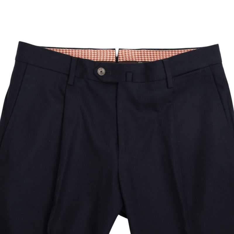 Navy Pleated Flannel Trousers