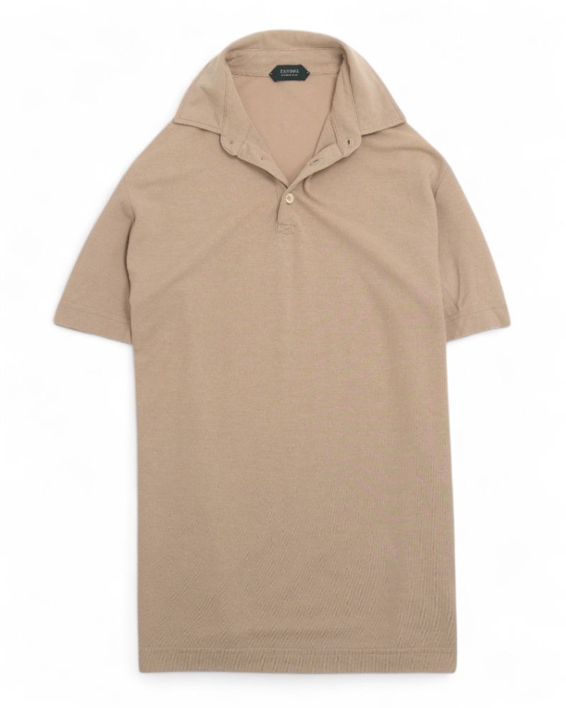 Beige Ice Cotton Short-Sleeve Polo