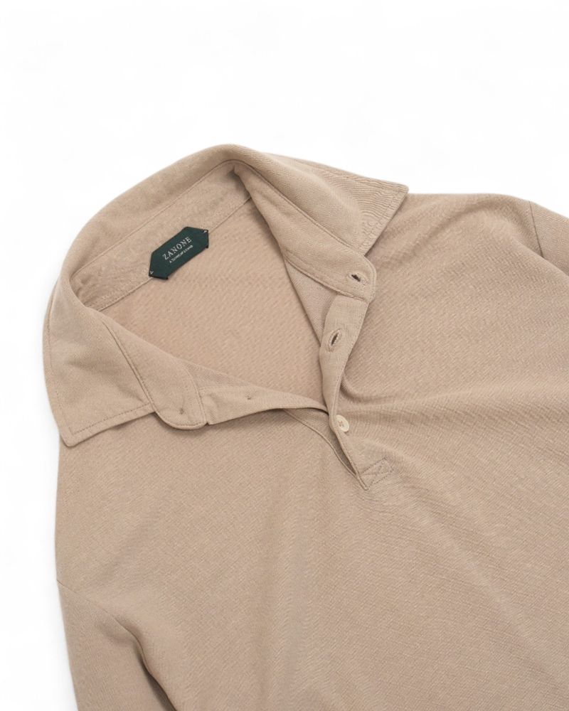 Beige Ice Cotton Short-Sleeve Polo