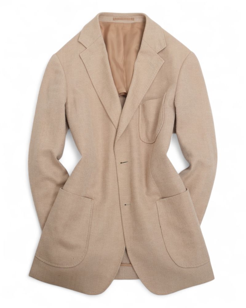 Beige Herringbone Sports Jacket