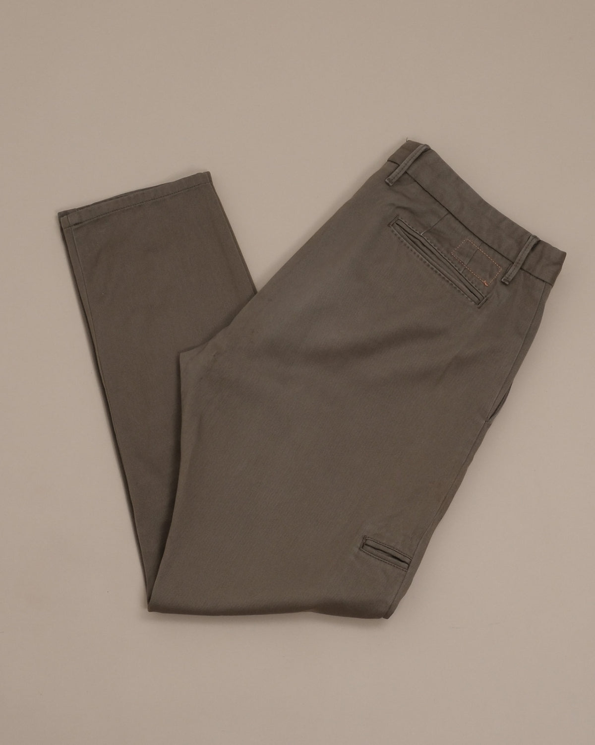 Olive Cotton Twill Pleated Chinos by Fortela