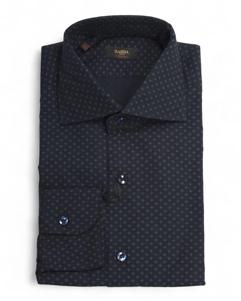 Navy Rhombus Print Poplin Shirt