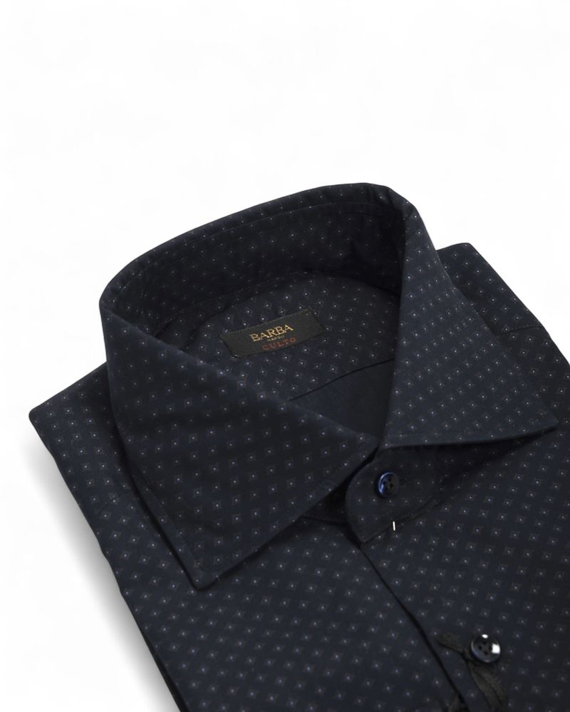 Navy Rhombus Print Poplin Shirt