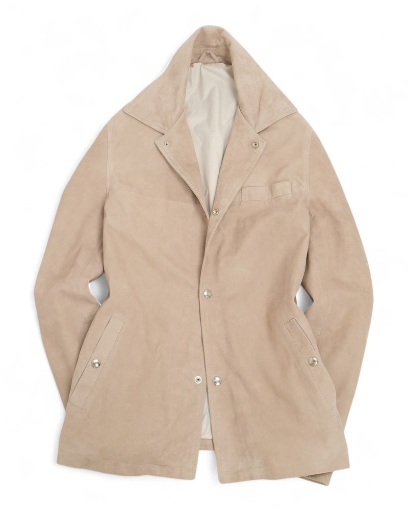 Stone Suede Tailored Work Jacket