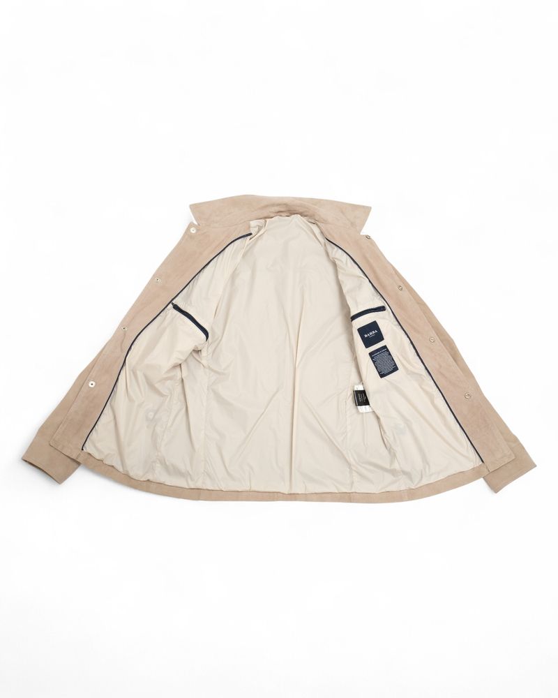 Stone Suede Tailored Work Jacket