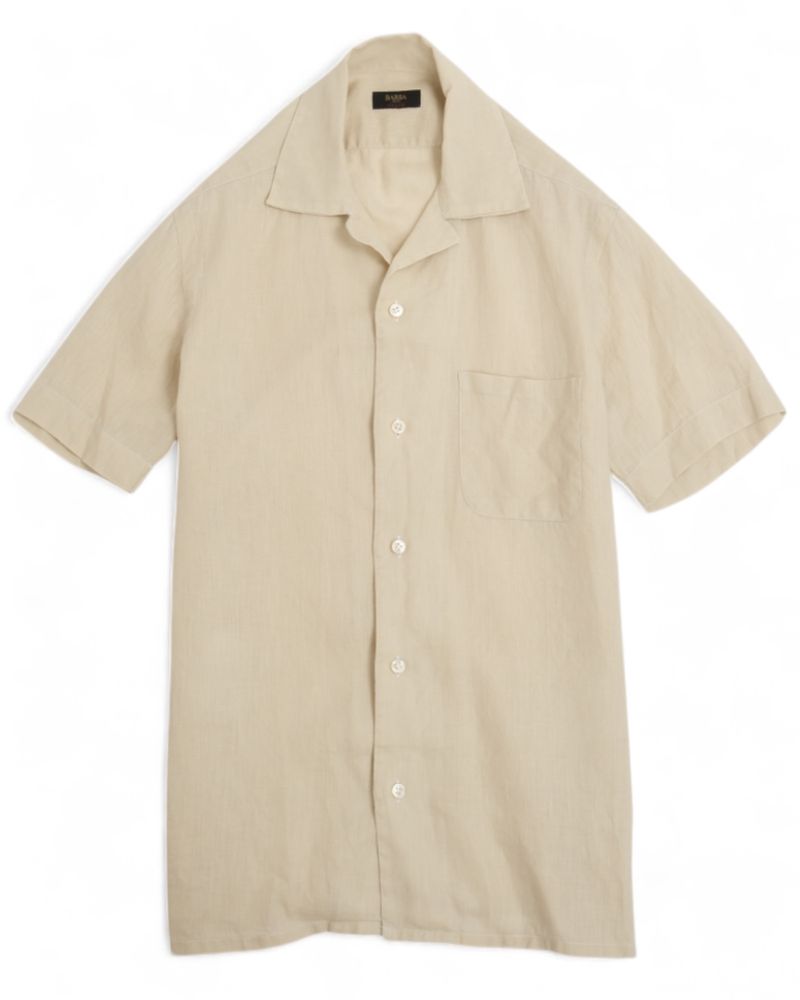 Light Beige Camp Collar Short-Sleeve Shirt