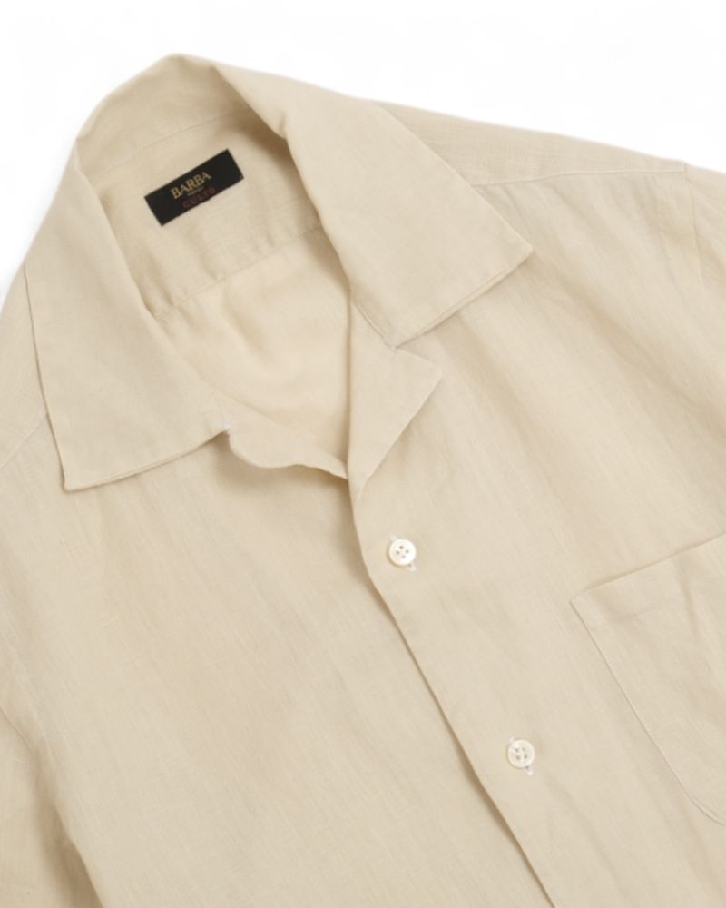 Light Beige Camp Collar Short-Sleeve Shirt