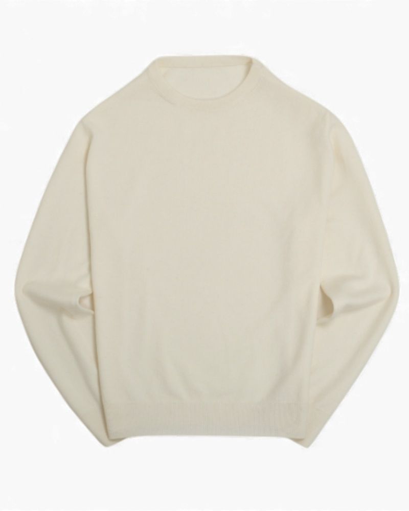 White 2-ply Cashmere Crewneck Sweater