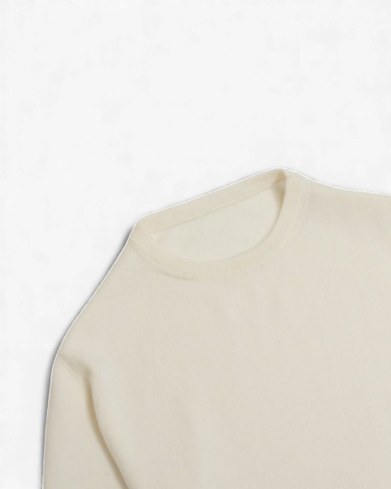 White 2-ply Cashmere Crewneck Sweater