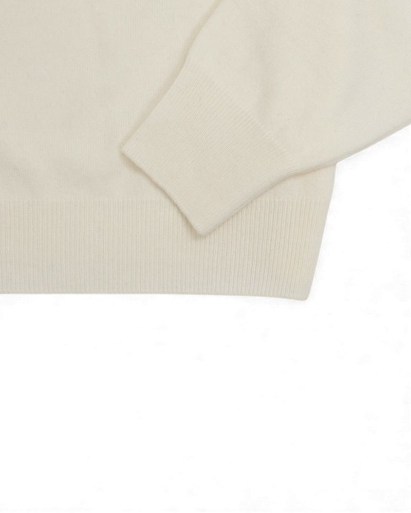 White 2-ply Cashmere Crewneck Sweater