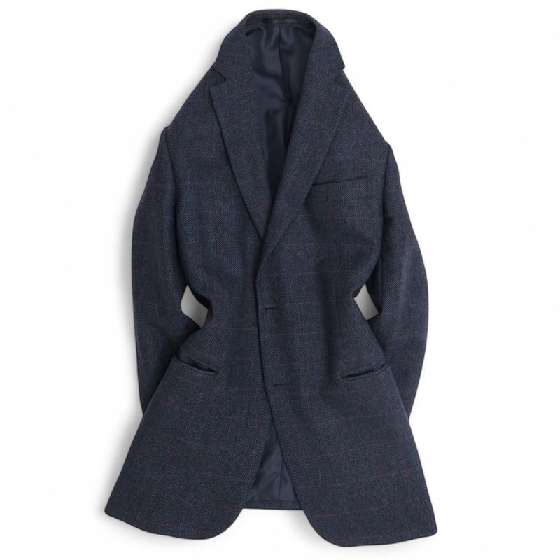 Navy & Red Overcheck Tweed Sports Jacket