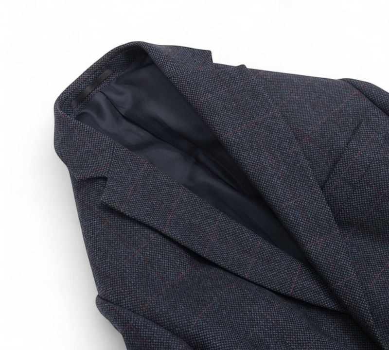 Navy & Red Overcheck Tweed Sports Jacket