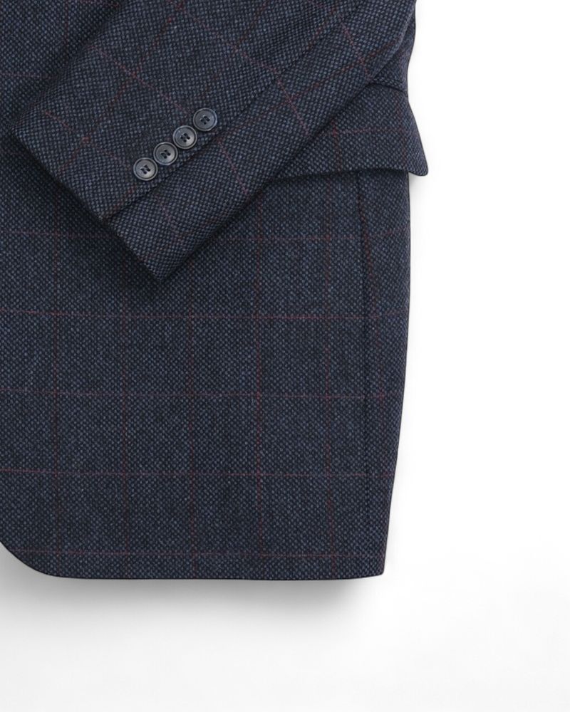Navy & Red Overcheck Tweed Sports Jacket