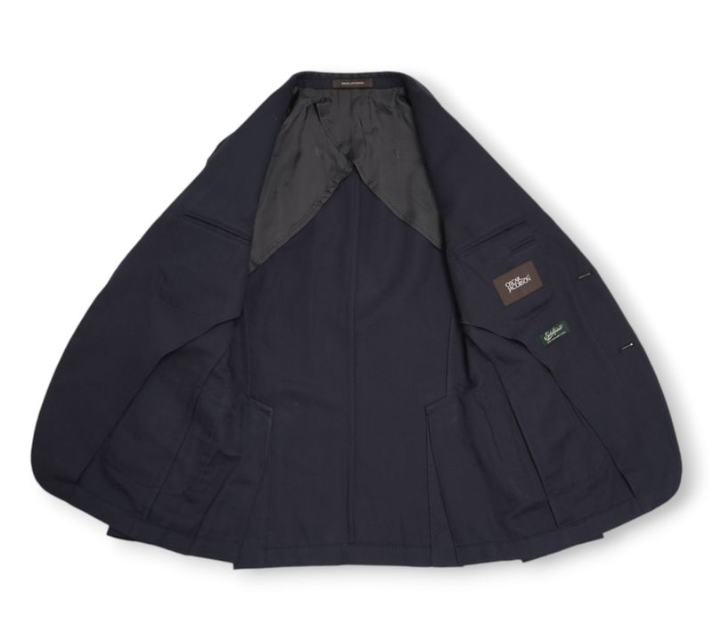 Navy Herringbone Cotton & Linen Sports Jacket