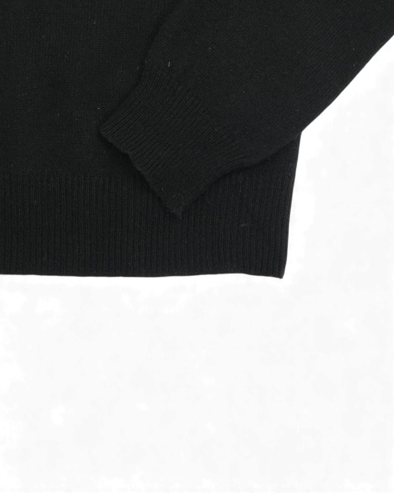 Black Lambswool V-Neck Sweater