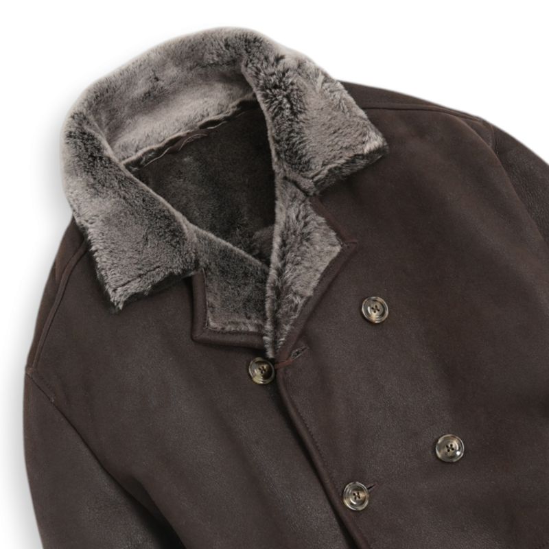 Dark Brown Suede Shearling Jacket