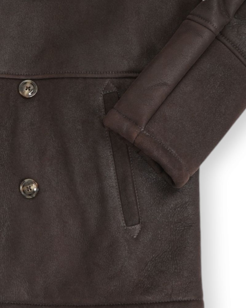 Dark Brown Suede Shearling Jacket