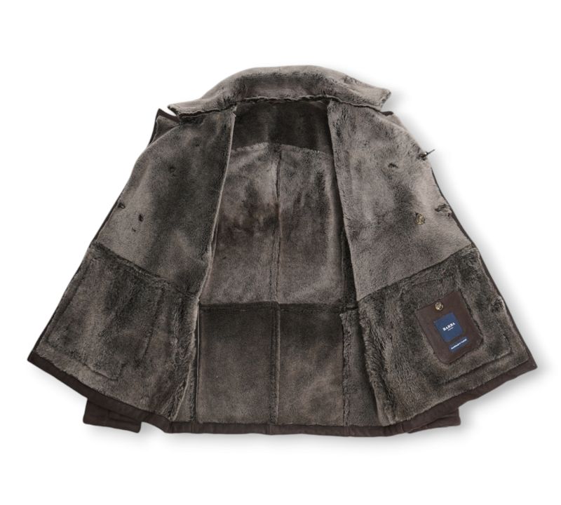 Dark Brown Suede Shearling Jacket