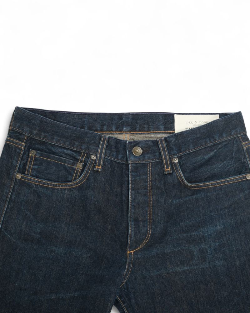 Dark Blue Raw Denim Jeans