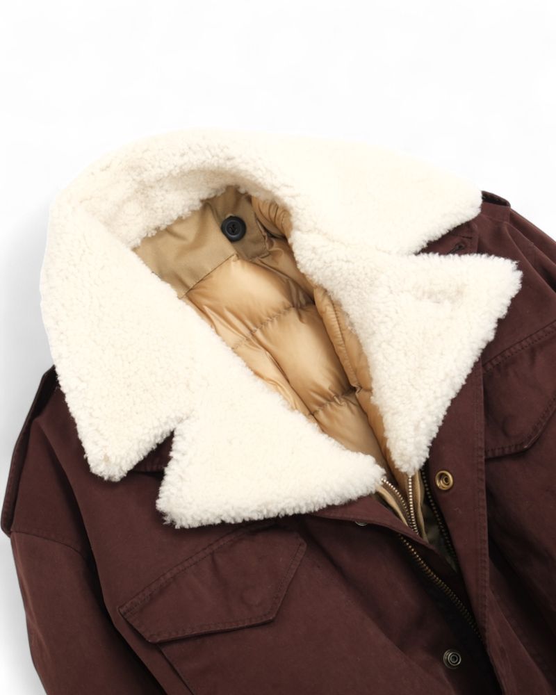 Brown Heavy Shearling Field Jacket