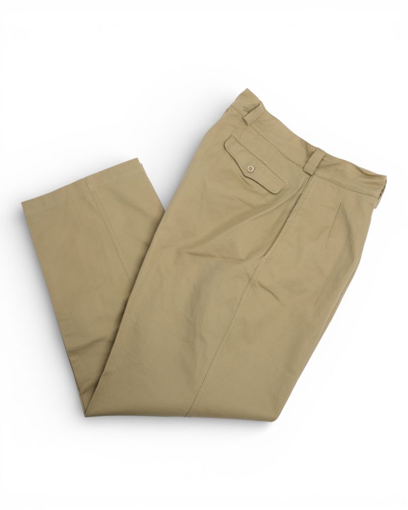 Khaki Twill Pleated Trouser