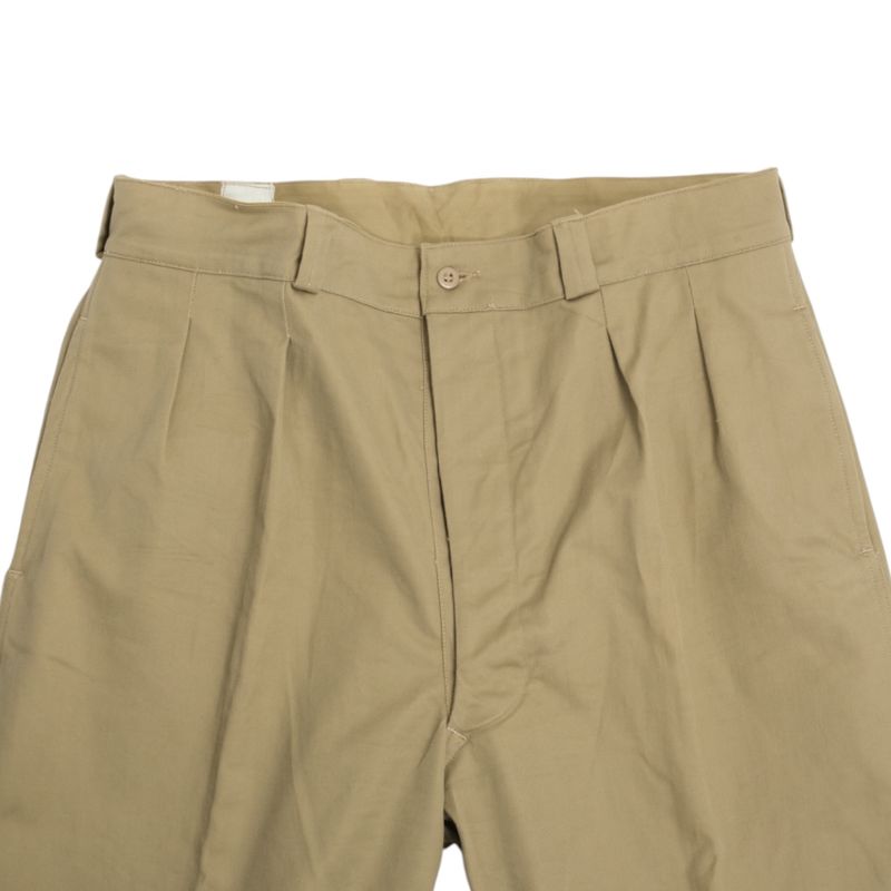 Khaki Twill Pleated Trouser