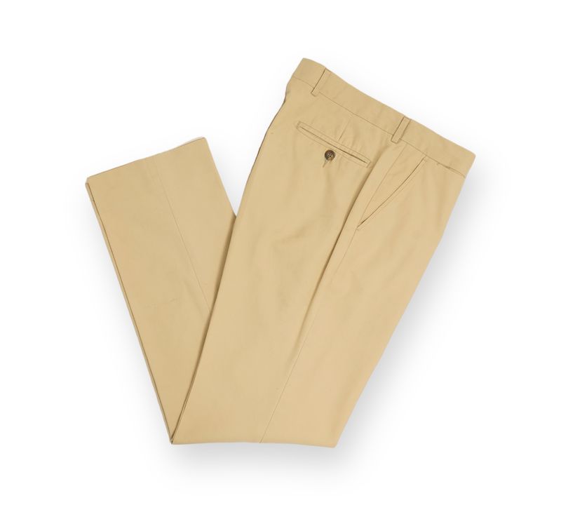 Beige Mid Rise Twill Trousers