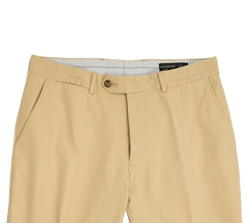 Beige Mid Rise Twill Trousers