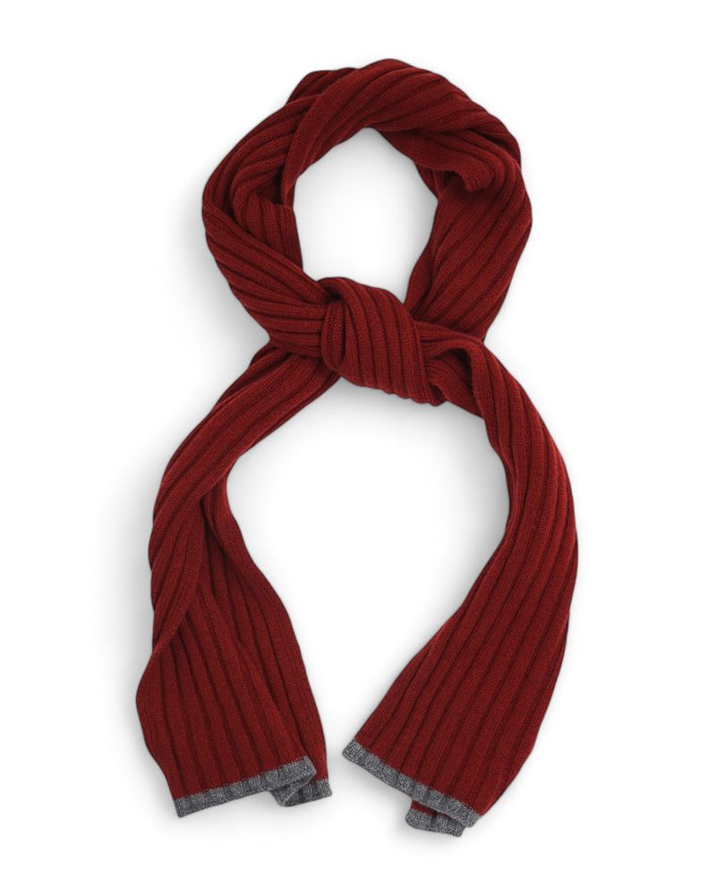 Ribbed Red Wine Cashmere Scarf