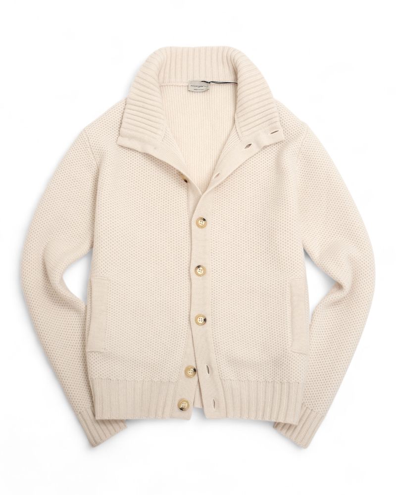 Off-White Merino & Cashmere Honeycomb Cardigan