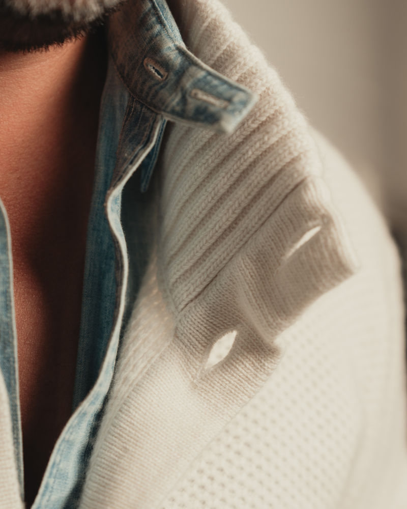 Off-White Merino & Cashmere Honeycomb Cardigan