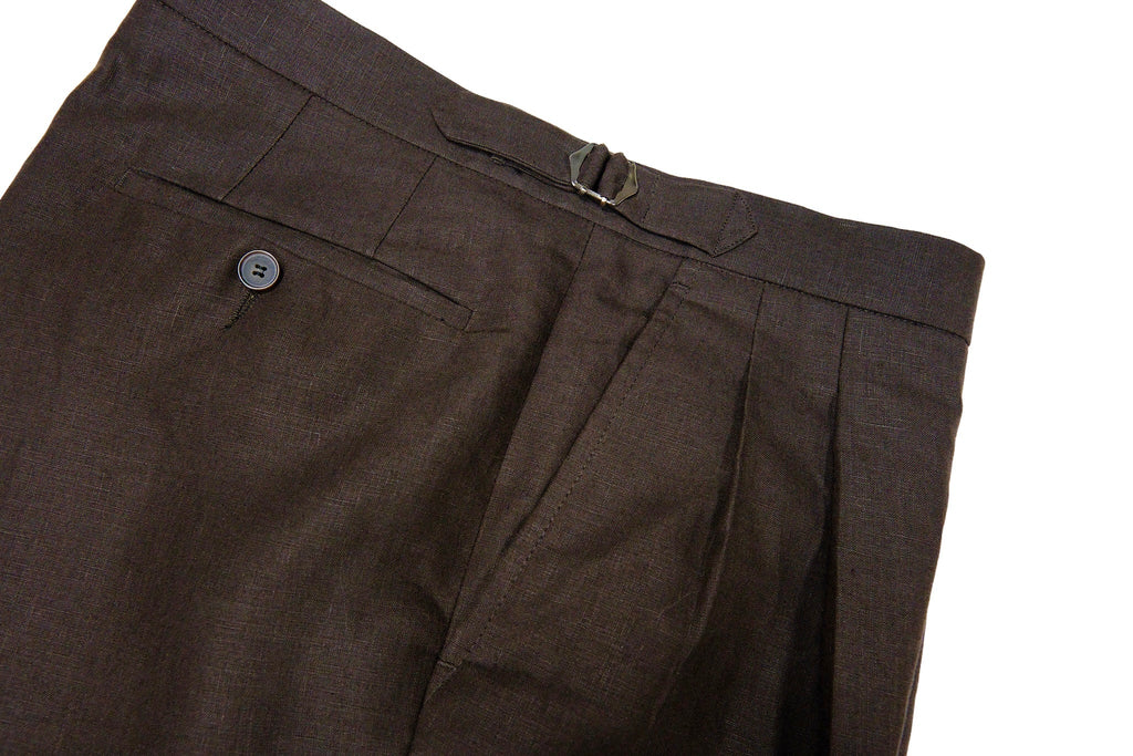 Double Pleated Cotton Trousers Taupe – BENEVENTO