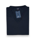 Barba Napoli - Dark Navy Filo di Scozia Cotton V-Neck T-Shirt