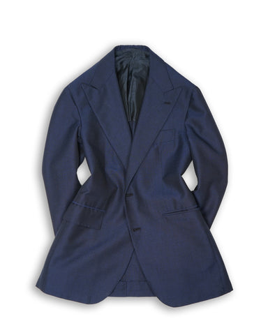 Midnight Blue Peak Lapel Sports Jacket by Orazio Luciano, Size 50 