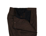Blugiallo - Brown High Rise Pleated Super 130's Merino Wool Flannel Trousers 48