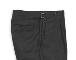 Blugiallo - Dark Grey High Rise Pleated Flannel Wool Trousers 46