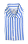 Harvie & Hudson - Blue/White Striped Poplin Cotton Shirt 41 Reg