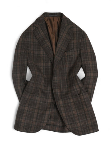 Caruso - Brown Tartan Checked Flannel Wool/Cashmere Sports Jacket 50