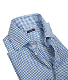 Barba Napoli - Blue Checked Spread Collar Shirt 38