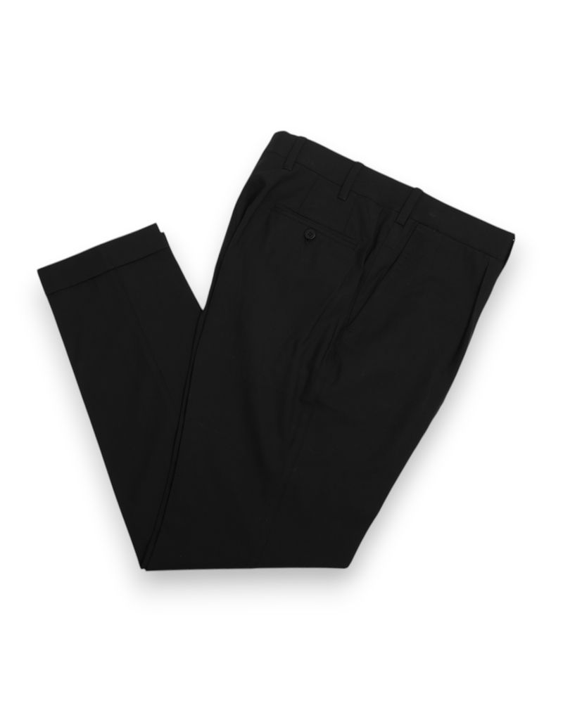 Black Pleated Wool Trousers
