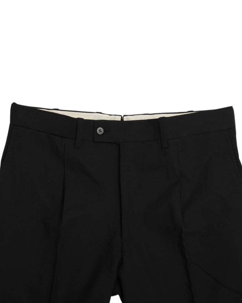 Black Pleated Wool Trousers