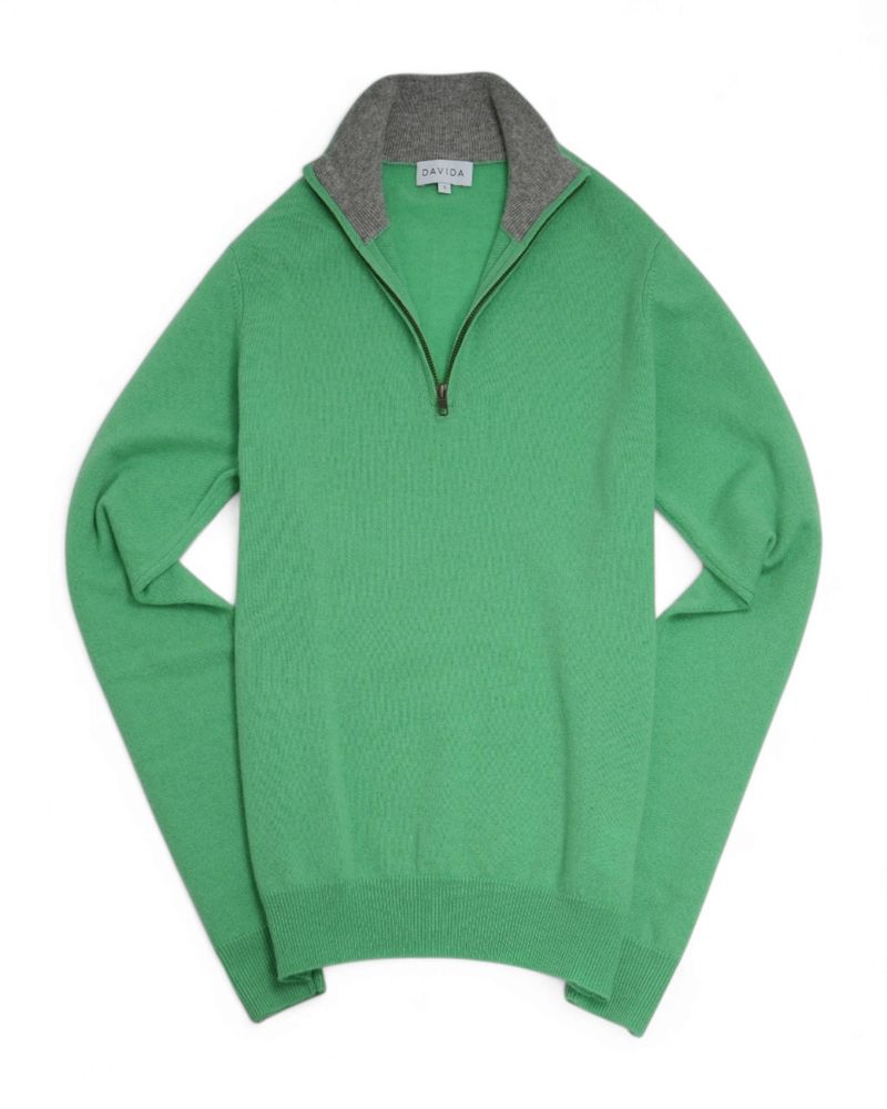 Lime Green Cashmere Half-Zip
