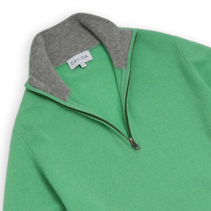 Lime Green Cashmere Half-Zip