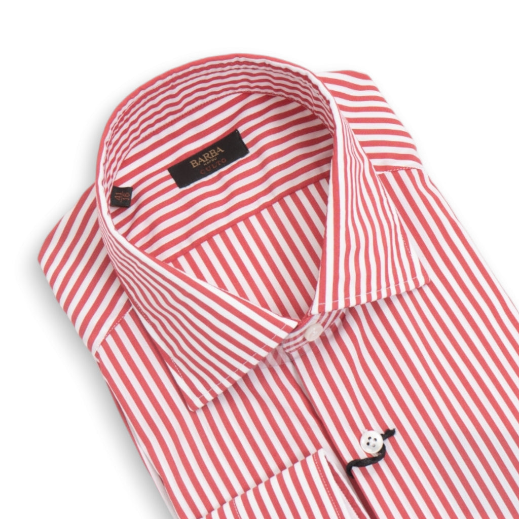 White/Red Striped Poplin Shirt