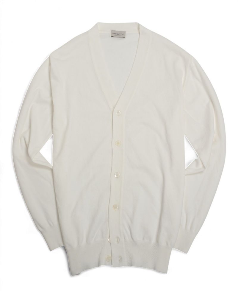 White Knitted Cotton Cardigan