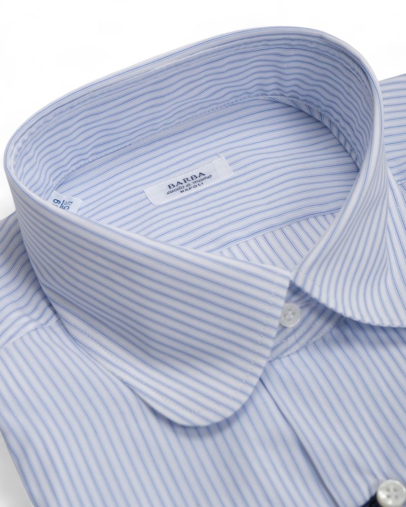 Blue/White Striped Club Collar Poplin Shirt