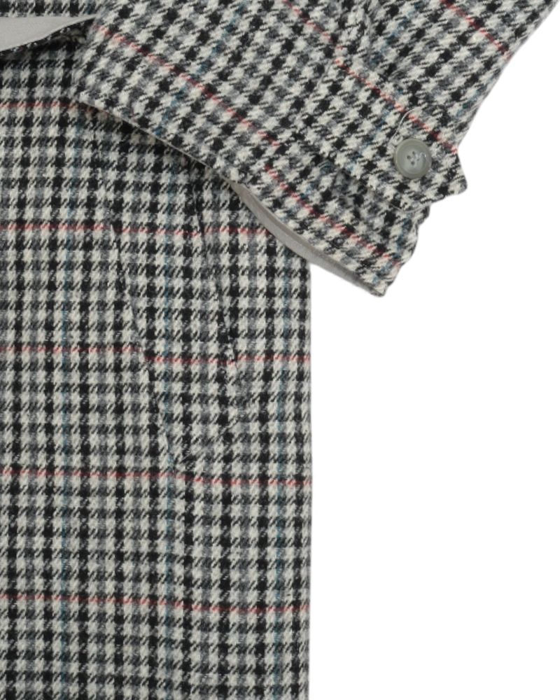 Grey Houndstooth Reversible Belted Raglan Coat