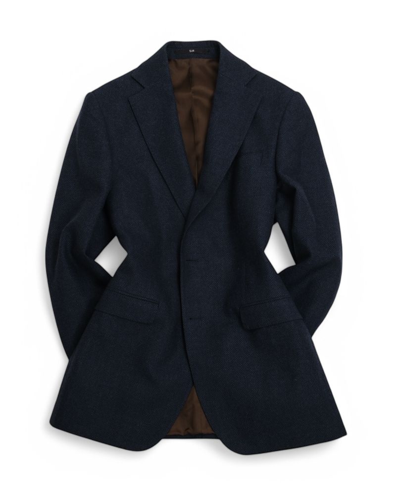 Navy Virgin Wool Birdseye Sports Jacket